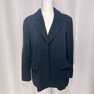 St. John Jeans Women’s 10 Classic black knit blazer long sleeve Missing Button